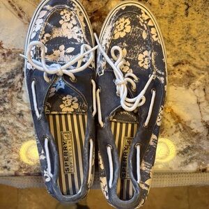 Sperry Navy Floral Canvas Sneakers